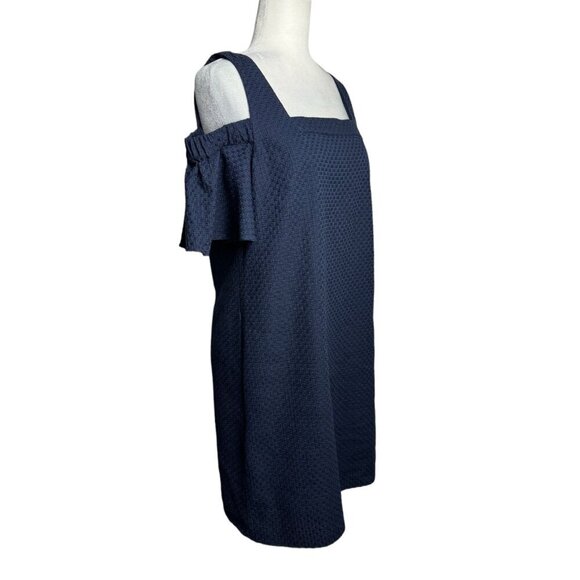 J.Crew Factory NWT $85 Navy Mini Dress Cold Shoulder Travel Vacation Womens Sz M - Picture 4 of 10